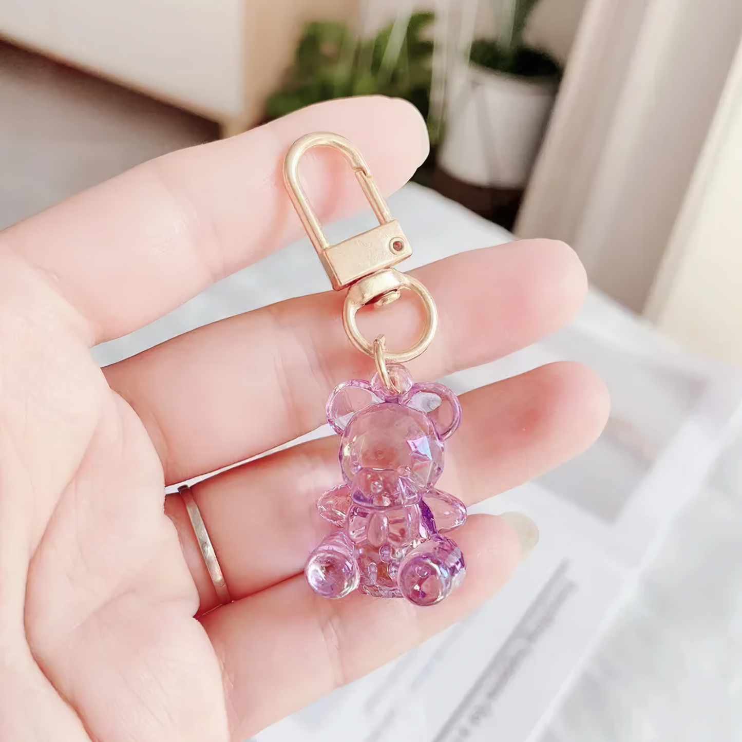 Kawaii X Crystal Bear Keychain