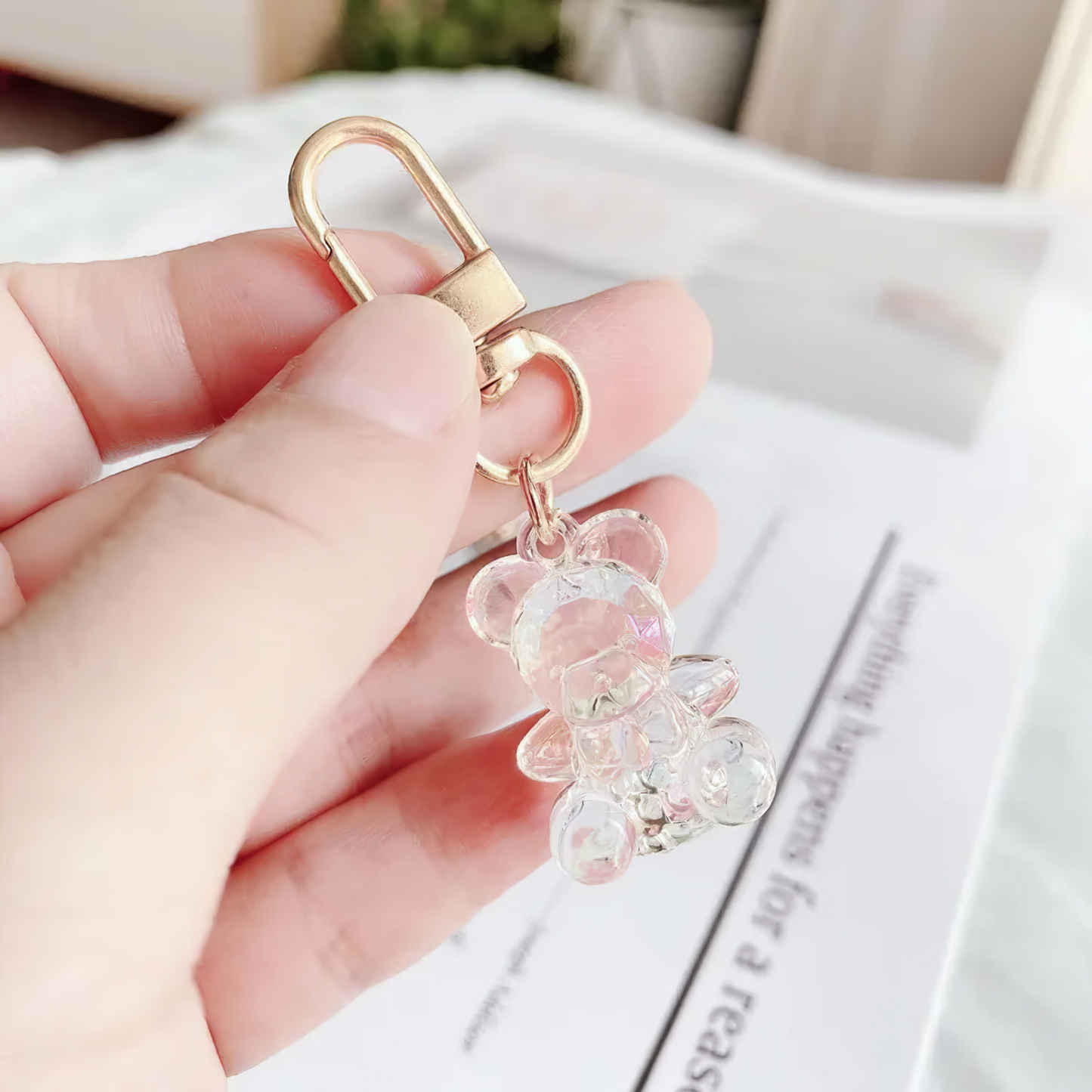 Kawaii X Crystal Bear Keychain